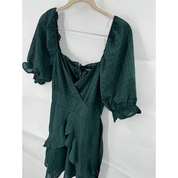 Trixxi Dress Women Medium Green Pine Short Sleeve Belt Preppy Fairycore Festival - Picture 10 of 13